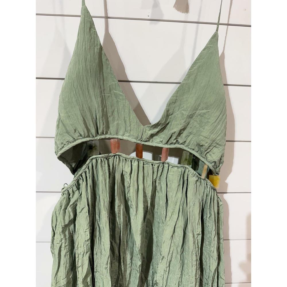 Ibiza Anne Cole Women's V-Neck Jewel Halter Maxi Cover-Up Green Dress XL - Picture 2 of 4
